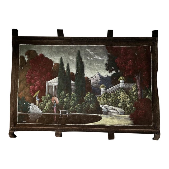 Painted Velvet Wall Hanging - American or European School, Circa 1920-1940 For Sale