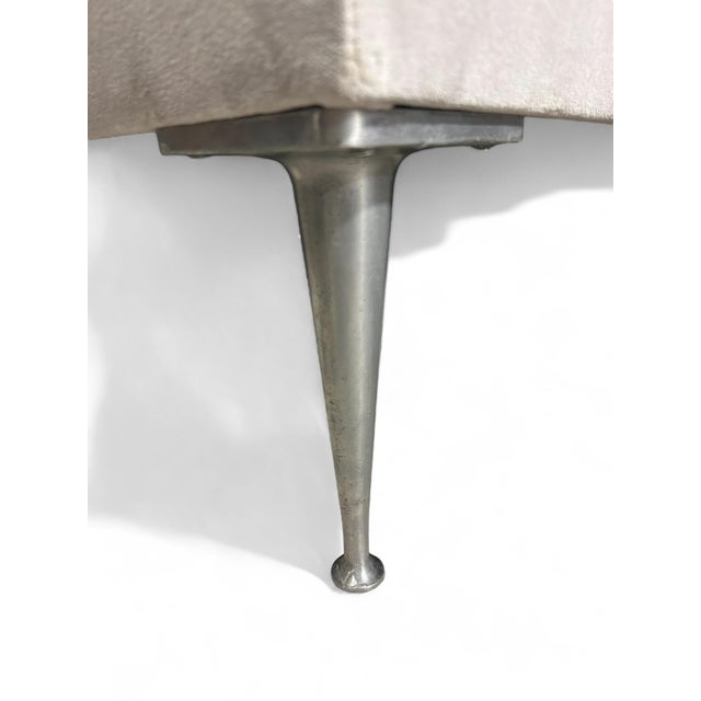Montage Oversized Square Tufted Ottoman in Light Grey Velvet With Solid Cast Steel Legs For Sale - Image 4 of 7