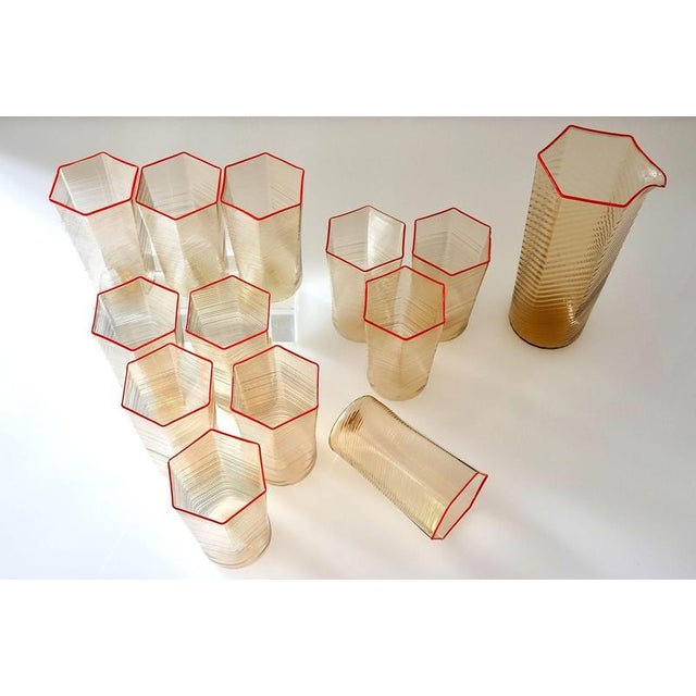 Esagonali Tumblers and Pitcher in Murano Glass, Set of 13 For Sale - Image 9 of 18