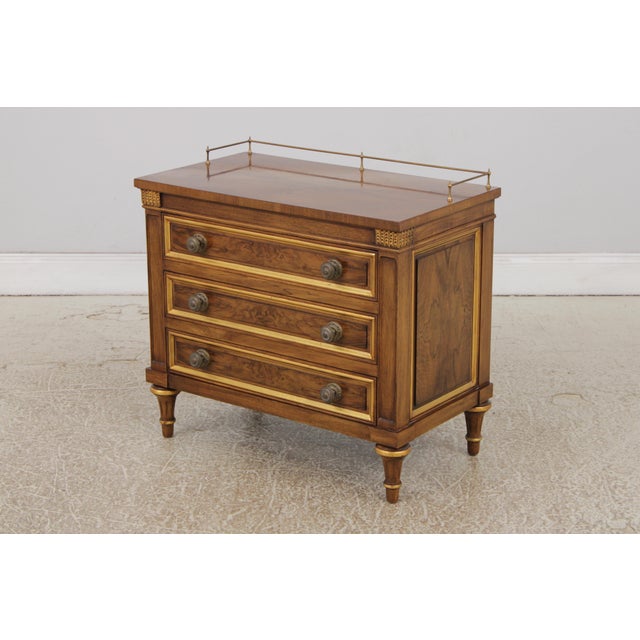 French Karges French Louis XVI Walnut 3 Drawer Nightstand For Sale - Image 3 of 15