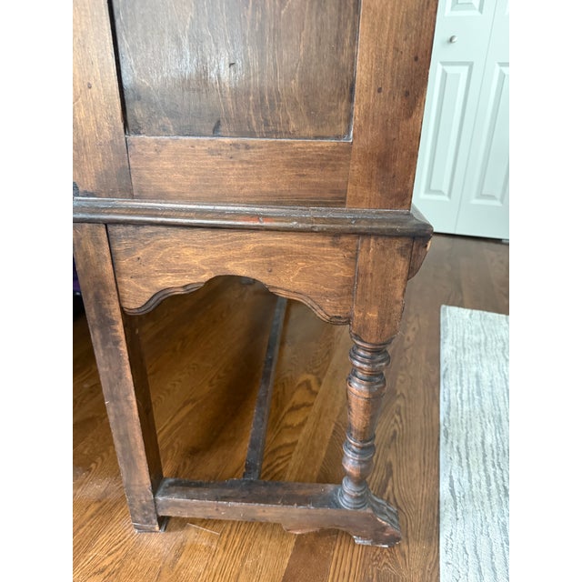 1920s Antique Colonial Revival Walnut Mirrored Display Cabinet With Drawer, C. 1920s For Sale - Image 5 of 8