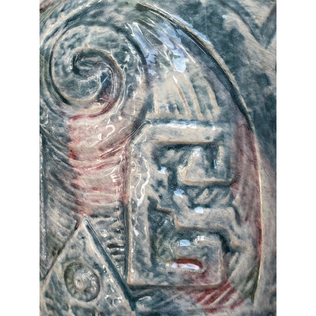 Metal Mid-Century Modern Aztec-Inspired Ceramic Table Lamp For Sale - Image 7 of 17