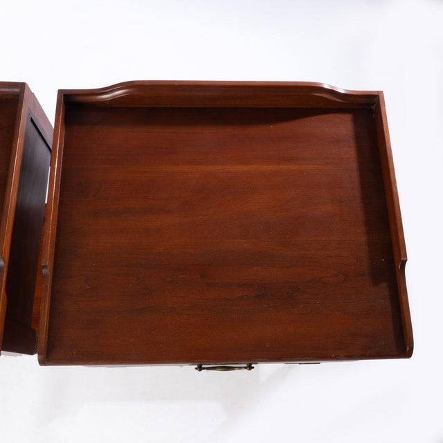 Postmodern Mid 20th Century Pair of Henkel Harris Cherry Nightstands For Sale - Image 3 of 17