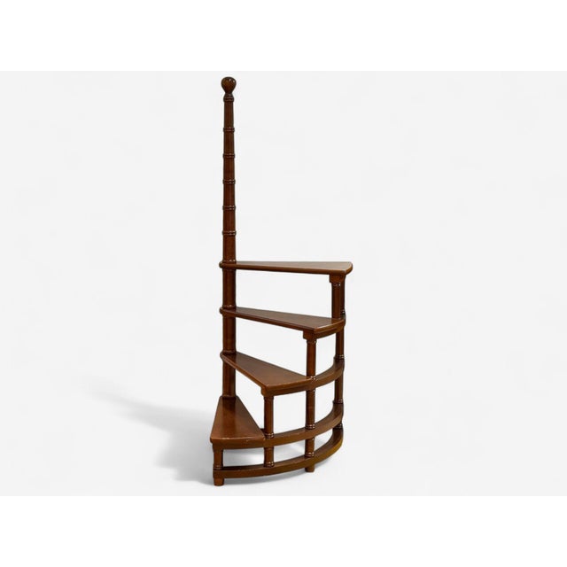 Georgian, Mahogany, Spiral Library Steps, United States, 20th c. Set of stained Mahogany library steps having turned...