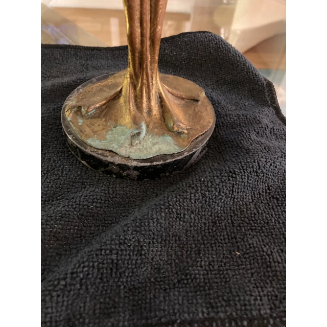 Lovely, classic brass art nouveau figurine with arms out stretched holding a bowl. This is not a restrike but an authentic...
