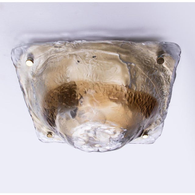 Sculptural Murano glass flush mount or wall light in the style of Toni Zuccheri for Venini, Italy, 1960s. Executed in...