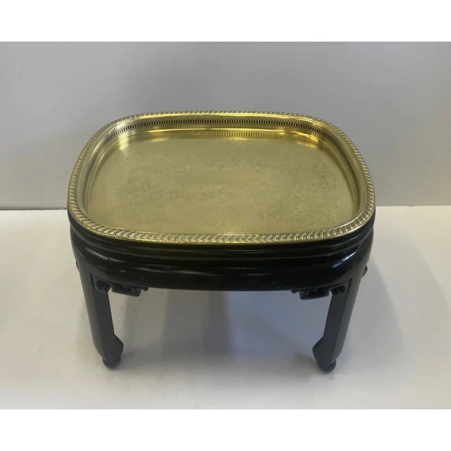 Baker Furniture Company Baker Brass Tray Coffee Table With Ebonized Base For Sale - Image 4 of 11