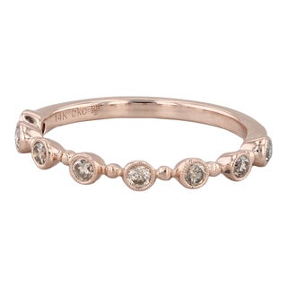 New Beverley K 0.20ctw Diamond Stackable Ring 14k Rose Gold Size 7 Wedding Band For Sale