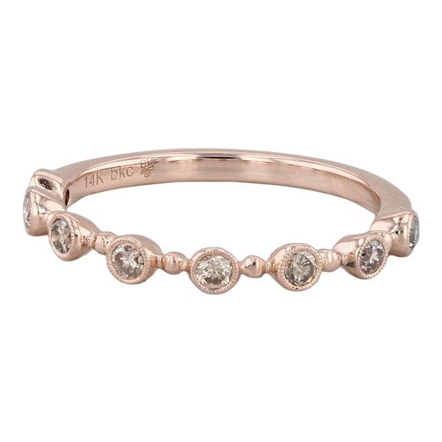 New Beverley K 0.20ctw Diamond Stackable Ring 14k Rose Gold Size 7 Wedding Band For Sale