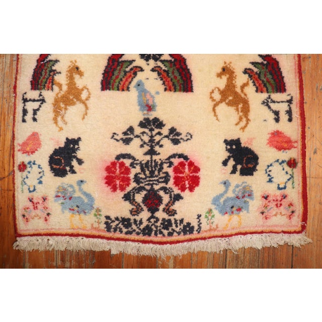Tiny Pictorial Persian Rug no. r5861 For Sale - Image 4 of 5