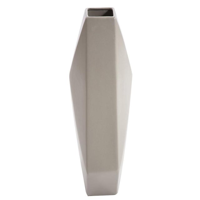 Contemporary Geo Matte Stone Ceramic Vase- Medium For Sale - Image 3 of 10