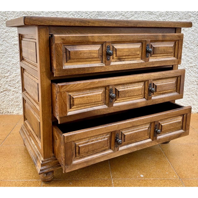 1940s Spanish Castilian Solid Wood Chest of Drawers, Mid 20th Century For Sale - Image 5 of 11