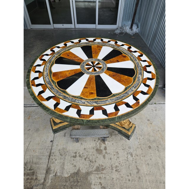 Neoclassical 1990s Neoclassical Tessellated Marble Dolphin Table For Sale - Image 3 of 12
