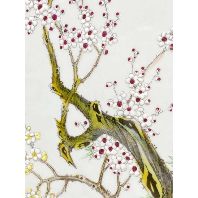 Chinoiserie Hand Painted Famille Rose Porcelain Panel 50" H For Sale In New York - Image 6 of 13