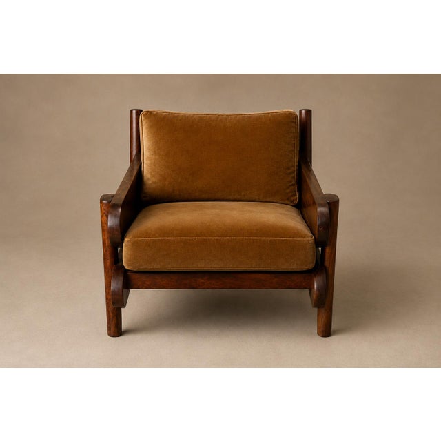 Brazilian Modern Armchair in Imbuia Wood and Cognac Velvet, Brazil, 1960s For Sale - Image 9 of 18