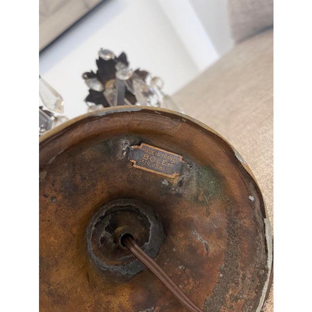 1940s Crystal Girandole Table Lamps, Bronze Finish, Made by Boler Accent Lighting - A Pair For Sale - Image 16 of 17