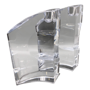 Set Pair of Nambe 7" Crystal Candlesticks Candle Holders Chill David Tisdale