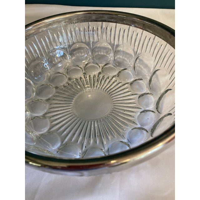 Art Deco Vintage French Cut Glass Bowl With Silver Rim For Sale - Image 3 of 7
