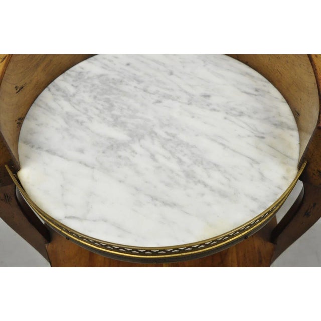French Provincial Country Biedermeier Cherry Marble Side Table Ice