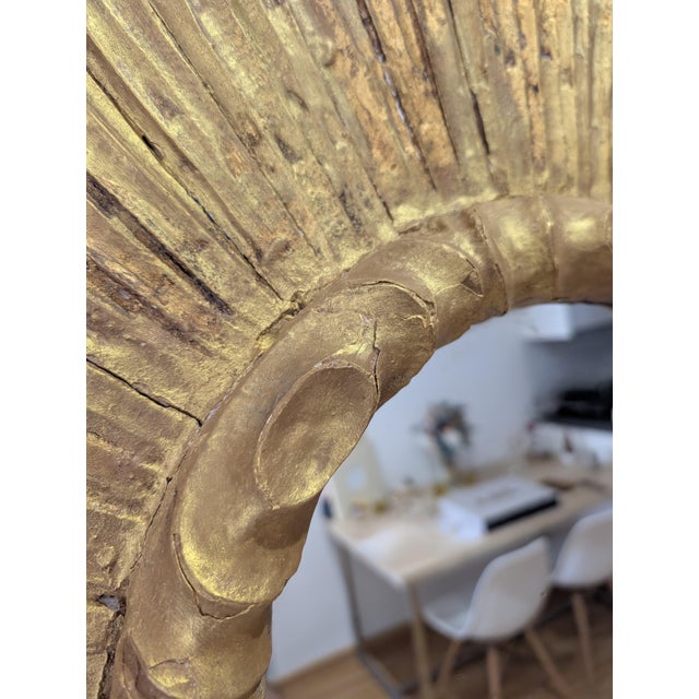 Large Sun Mirror in Carved and Gilded Wood, 1950s For Sale - Image 11 of 18