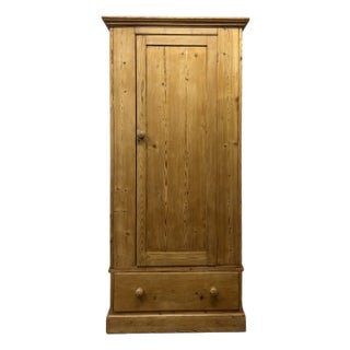 Antique English Pine Single Door Wardrobe For Sale