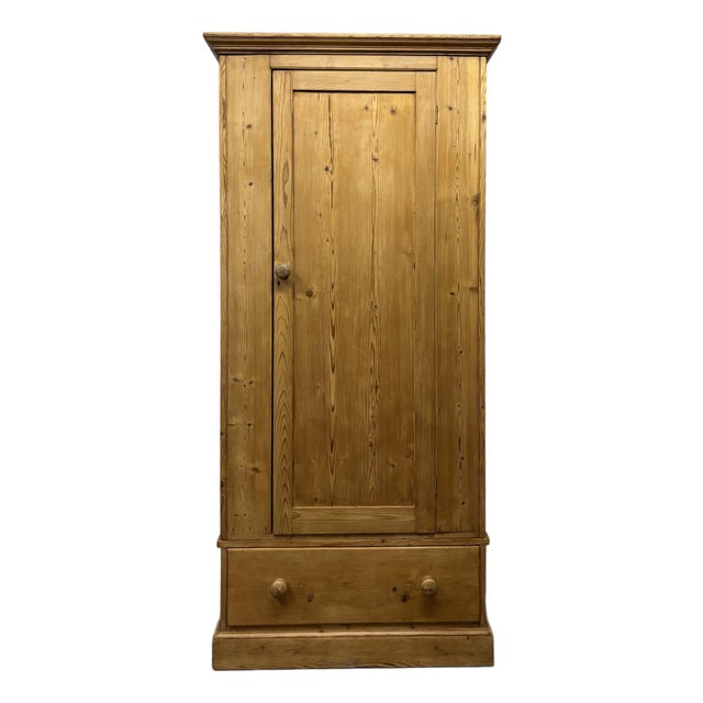 Antique English Pine Single Door Wardrobe For Sale