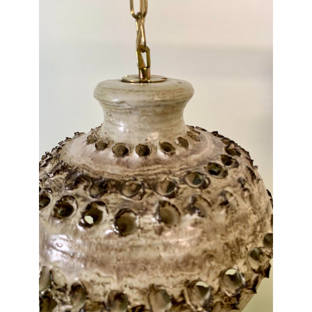 Mid-Century Modern Brutalist Danish Ceramic Pendant Lamp For Sale - Image 3 of 9