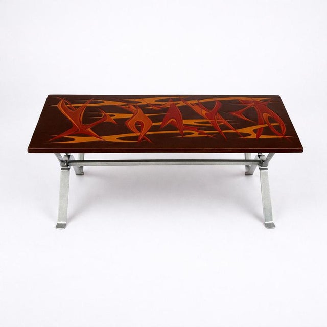 Mid-Century Modern Space Age Flames Tabletop and Chrome Coffee Table For Sale - Image 15 of 15