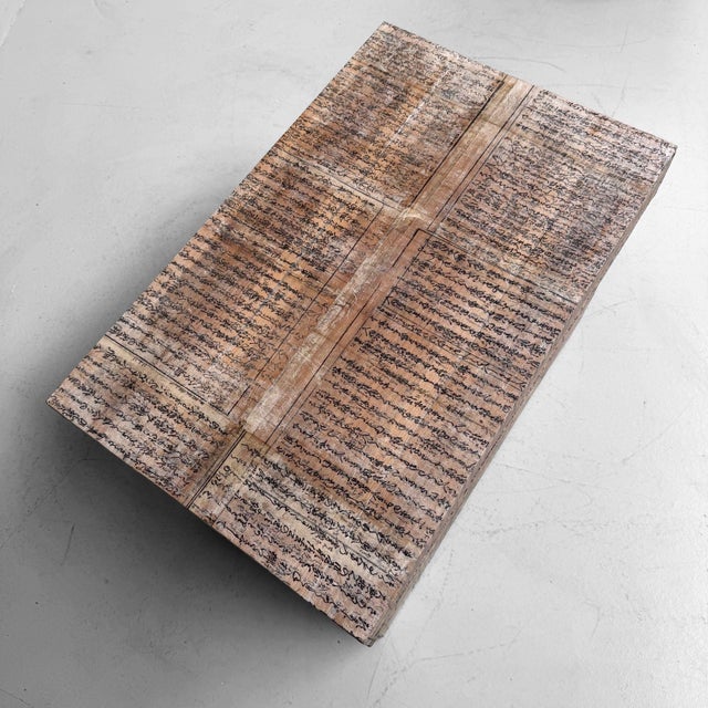 Brown Japanese Tea Chest with Shinto Text Fragments, 1960s For Sale - Image 8 of 17