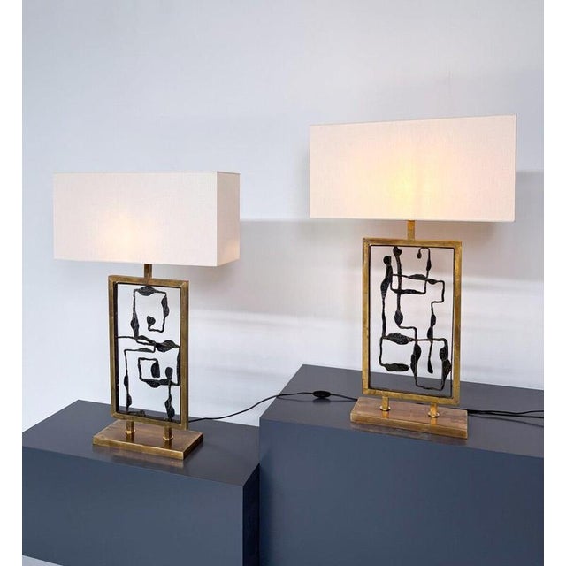 Large Table Lamp in Brass, Italy, 2025, Set of 2 For Sale - Image 6 of 7