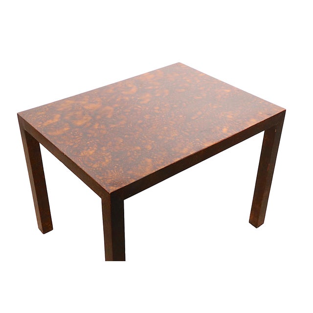 Parsons Style Brutalist Side, End Tables in Faux Tortoise Shell Formica ...