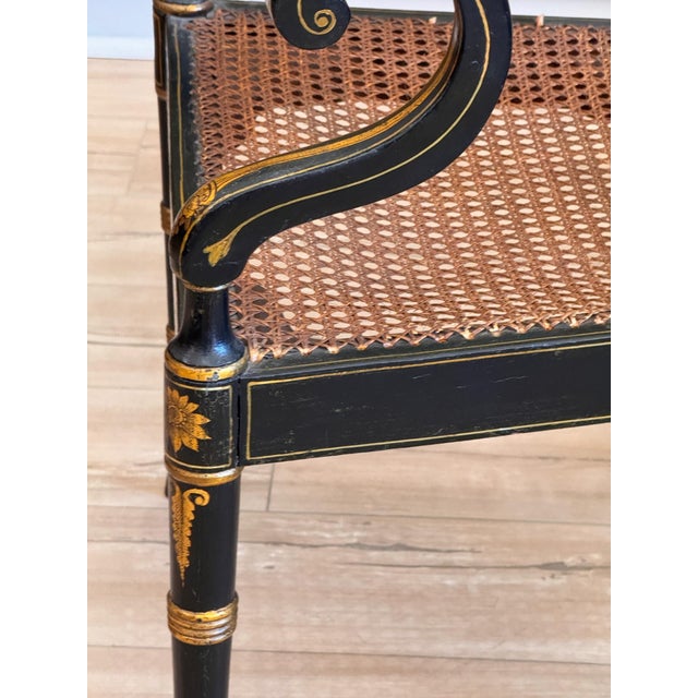 Set of Four English Regency Black Lacquer Dining Chairs With Gilt Decoration For Sale - Image 12 of 16