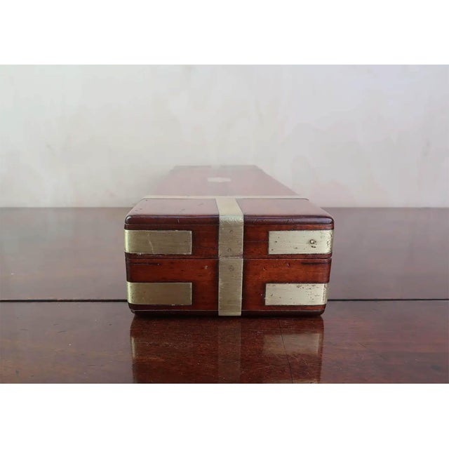 Maroon Antique Brass Mounted Campaign Box, 1850 For Sale - Image 8 of 9