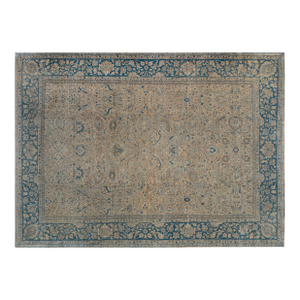 Authentic 19th Century Persian Tabriz Beige, Brown, Blue Handmade Wool Carpet