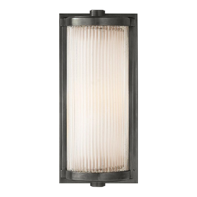 Thomas O'Brien for Visual Comfort Signature Dresser Short Glass Rod Light in Bronze with Frosted Glass Liner For Sale