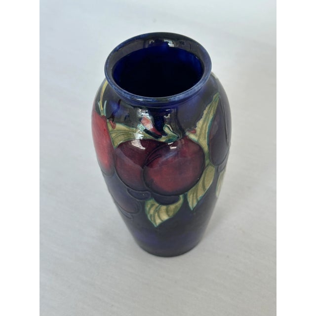 Blue 1920's Moorcroft Miniature Vase, Wysteria/Plum Design, 5" Tall For Sale - Image 8 of 10