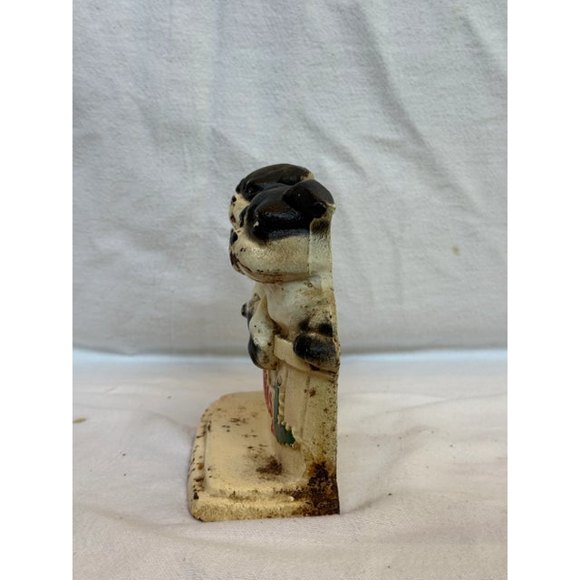 Mid-Century Modern Cast Iron Vintage Merry Christmas Three Dog Bullies Door Stop For Sale - Image 3 of 12
