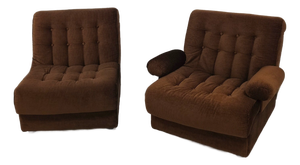 Vintage Modular Chairs in Corduroy Brown, 1970s, Set of 2