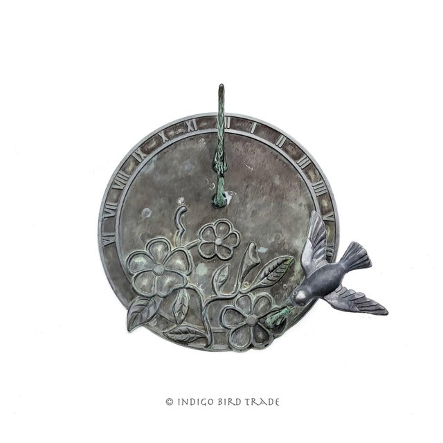 Vintage Metal Sundial Ornate Garden Clock With Bird, Flowers and Roman ...