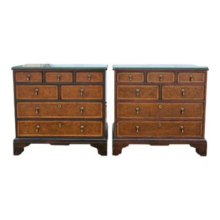 Late 20th Century Baker Milling Road Cherry Burlwood Georgian Dressers - A Pair For Sale