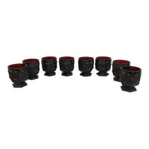 Avon Cape Cod Ruby Red Glass Set of 8 Footed Tumblers Dessert Cups 4207b