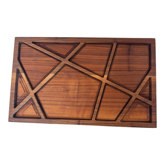 Modern Eco-Friendly Walnut Wood Puzzle Tray Signed Limited Edition From Materious, Chicago For Sale