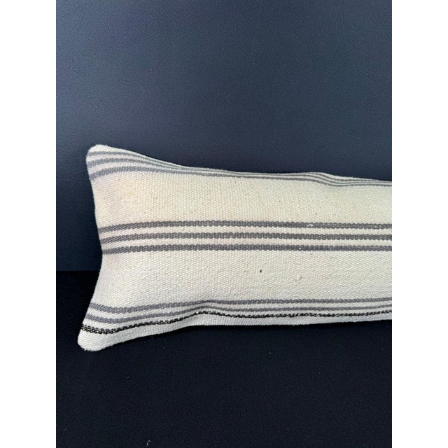 Turkish Hemp Pillow Cushion Natural Beige Gray Cushion Cover 12"x46" #30294 Enhance your home decor with our Kilim Pillow...