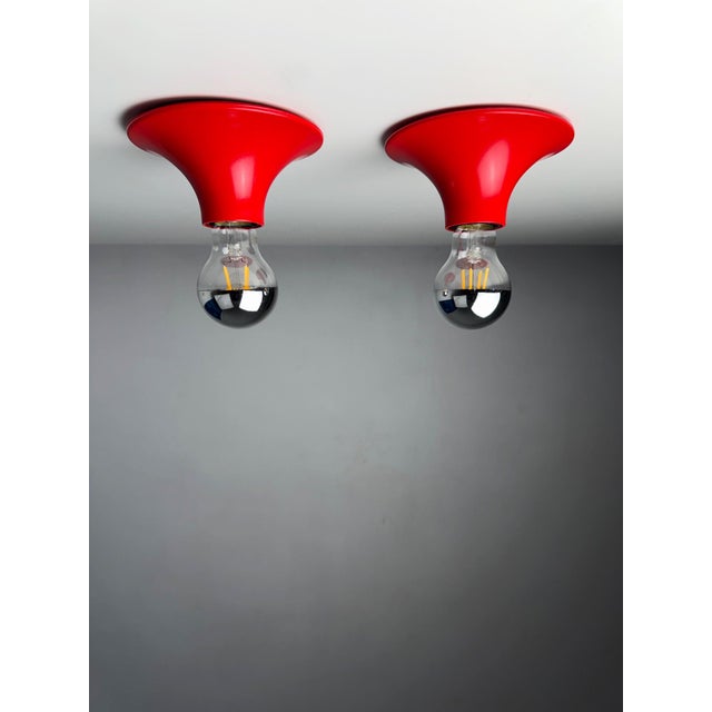 Red Teti Wall Lamps by Vico Magistretti for Artemide, Italy, 1970s, Set of 2 For Sale - Image 8 of 8