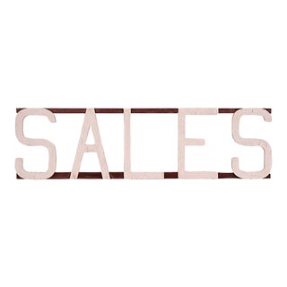 1950s Red and White 'Sales' Sign For Sale