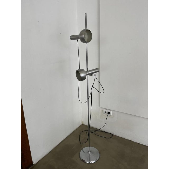 Space Age 2-Light Floor Lamp in Brushed Metal, Italy, 1960s For Sale - Image 10 of 11