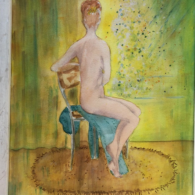Figurative Original Vintage Fun Female Nude Watercolor For Sale - Image 3 of 6