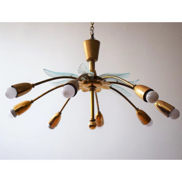 Italian Brass Chandelier by Pietro Chiesa for Fontana Arte, 1940s For Sale - Image 9 of 9