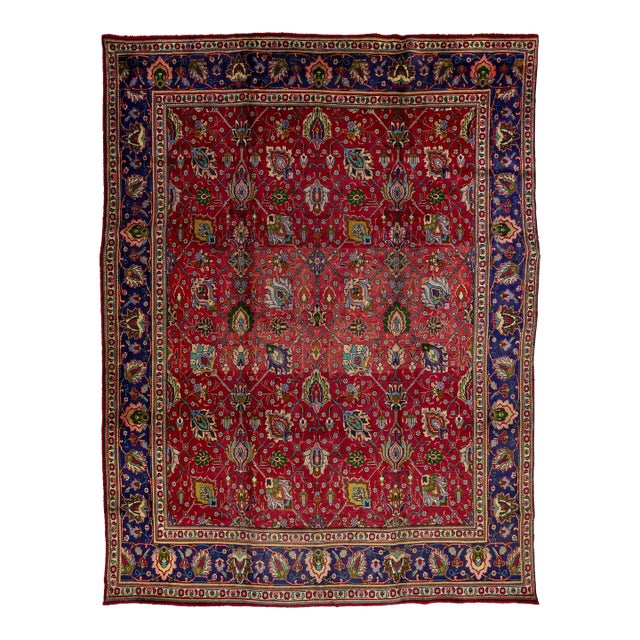 Vintage Tabriz Wool Rug in Red For Sale