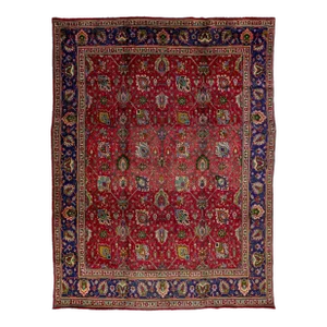 Vintage Tabriz Wool Rug in Red